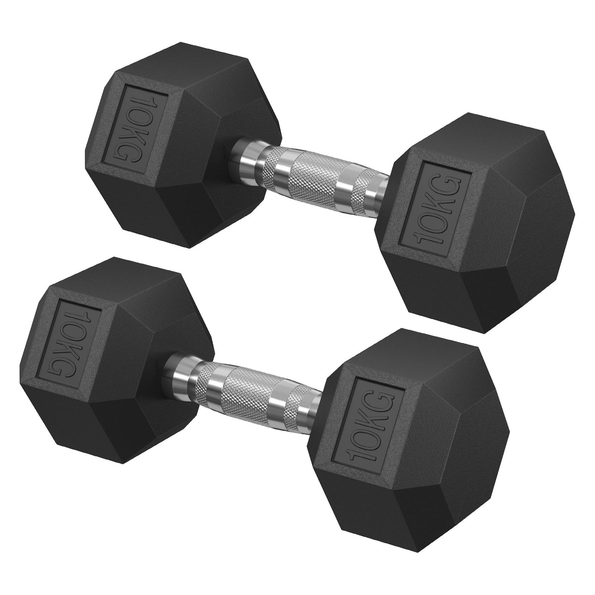Songmics Gusseisen-Hanteln 2er-Set Schwarz Gummiert (2 x 10 kg) (SYL010B01)
