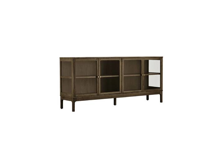Design Holz Sideboard „Zamora“ 4-türig Eiche Dunkelbraun Nordic Living