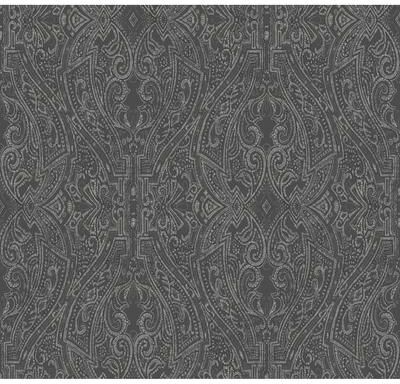 Ronald Redding Ascot Damask Black Wallpaper