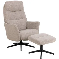Ebuy24 London Sessel Relaxsessel mit Fußhocker Bouclé Beige.