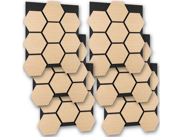 tectake Akustikpaneele Sonic Shield, je 76 x 62 x 1,8 cm, Größe flexibel anpassbar, Eiche, Eichefarben, Holz, 62x1.8x76 cm, Tapeten & Wandverkleidungen, Akustikpaneele