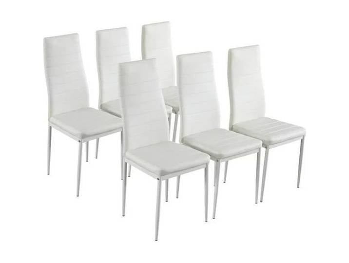 ALIGHTUP Lot de 6 chaises de salle à manger tapissées en PU Blanc
