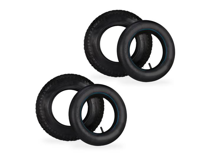 Schubkarrenrad mit Schlauch 2er-Set Schwarz