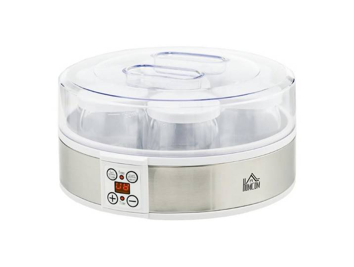 FELIXLEO Joghurtbereiter Joghurtbereiter Joghurtmaschine mit 7 Gläsern Edelstahl 24x24x13cm