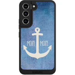 Nivocase Handyhülle für Samsung Galaxy S22 Hülle NIVOpure Case Schwarz Anker Blau maritim (Samsung Galaxy S22), Smartphone Hülle, Blau, Schwarz