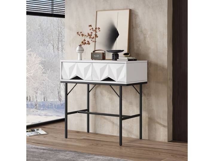 Nouveau Premium sense table de console moderne et élégante avec un design creux géométrique à tiroirs stéréoscopiques pour l'entrée