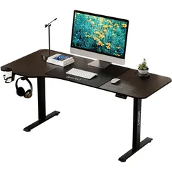 Pro-Tec, Schreibtisch, Höhenverstellbarer Tisch Stryn 160x75 cm Walnussoptik (160 x 75 x 117 cm)