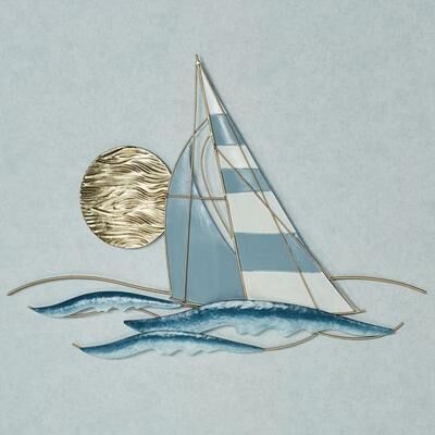 Touch of Class In the Sea Sailboat Wall Art Blue , Blue