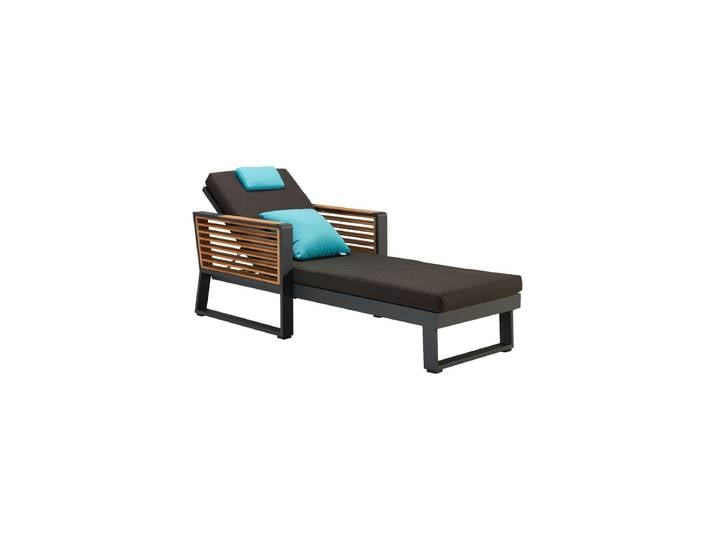 Premium Gartenliege „New York“ Teak Schwarz Higold