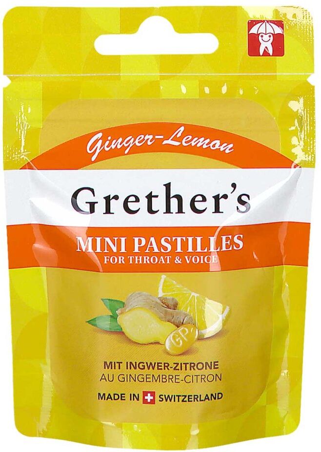 Grethers Ginger Lemon Zuckerfrei Pastillen Mini Beutel 30g