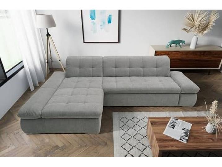 DOMO. collection Ecksofa Moric, Couch in L-Form, Eckcouch, Sofa in L-Form 300 x 172 x 80 cm (BxTxH), hellgrau