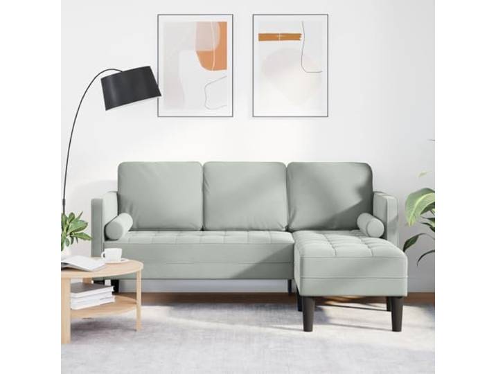 HEFZGDB 3-Sitzer Sofa mit Chaiselongue L-Form in Hellgrau 160 cm Samtstoff – Modernes Ecksofa mit ergonomischem Design und strapazierfähigem Polyester für langanhaltenden Komfort
