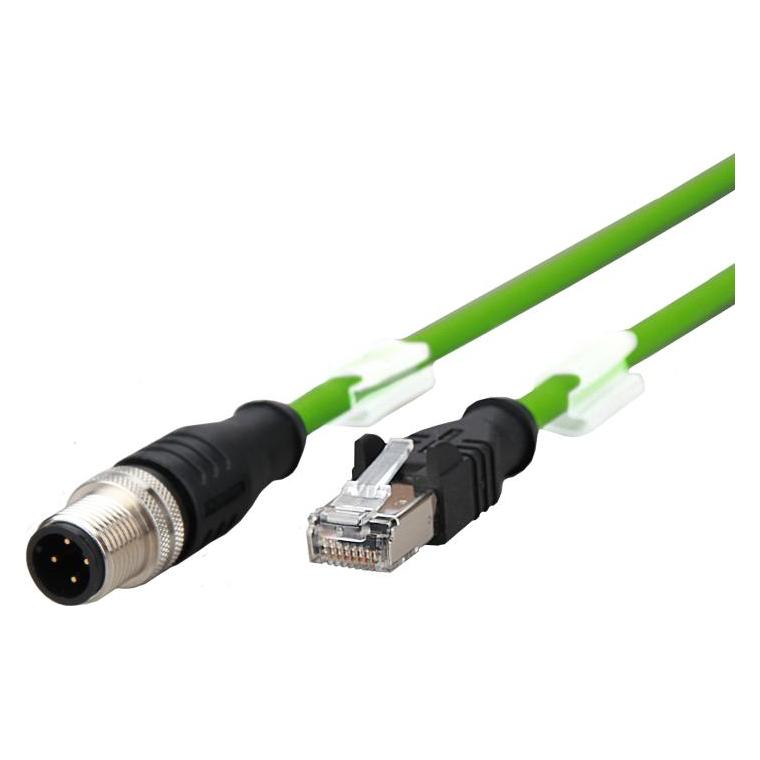 Metz Connect Verbindungsleitung M12 ST-RJ45 ST 4-pol D-kodiert gerade-gerade Schleppkette Torsion 2m (S/UTP, CAT5e, 2 m) (142M4D15020)