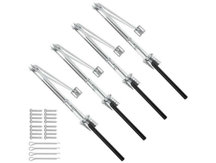 tectake Automatischer-Fensteröffner 4er Set, einfache Montage, silber, Silberfarben, Metall, 4.5x5x32 cm, Gartenzubehör, Gartenhäuser & Gewächshäuser