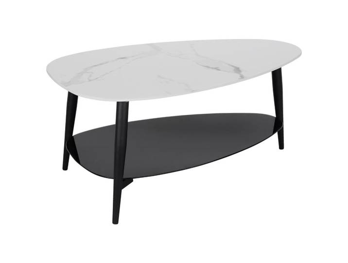 Couchtisch mit Ablageplatte Stone Weiß