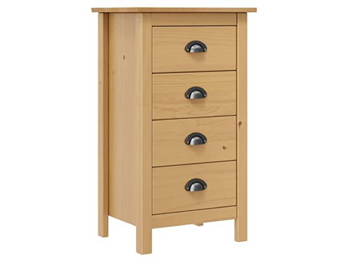 GHVBNMF Sideboard Hill 46x35x80 cm Massivholz Kiefer Schrank Kompakter Holzschrank mit 4 Schubladen und Bechergriffen für Schlafzimmer und Flur. Praktische Ablage oben.