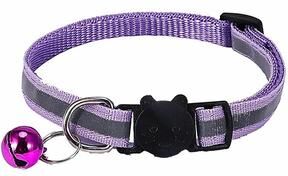 Inspired Living Reflective Breakaway Cat Collar With Bell For Kittens And Small Cats lavender 1pc