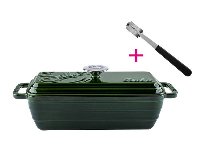 Sallys Brotbackform Hochwertiger Gusseisen-Bräter & Brotbackform Baba – 2,8 l rechteckig, (ideal zum Brotbacken & Braten, flach & gleichmäßig hitzebeständig Grill/Backofen), 38,6×13,6 ×14,5 cm / 2,8 l, Vollgusseisen mit Emaille