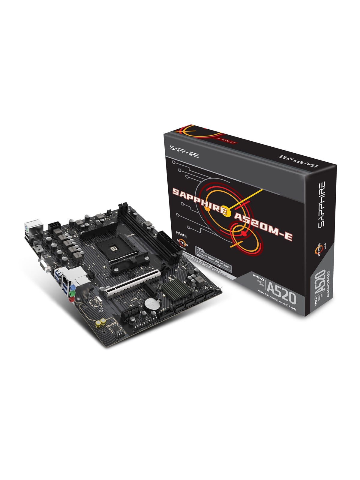 Sapphire A520M-E Mainboard - AMD A520 - AMD AM4 - DDR4 RAM - Micro-ATX