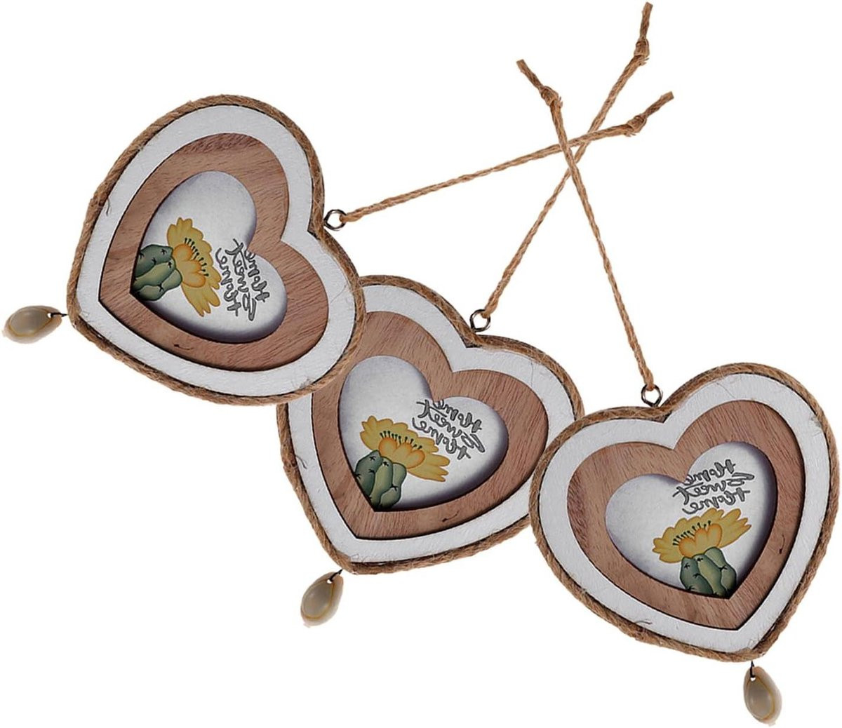 Houten Foto Ornamenten - Mini Fotolijstjes Hart - Multicolor - 9 x 8 cm