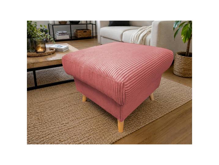 P & B Hocker Valentina, Koralle, Holz, Buche, Uni, rechteckig, 61x43x61 cm, erweiterbar (Typenauswahl), Stoff-/Lederauswahl, Wohnzimmer, Hocker, Sitzhocker