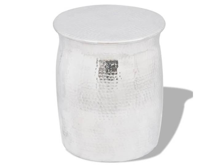 Table basse-tabouret martelé en aluminium Argenté-LEF - TMISHION - Rond - Campagne - Gris