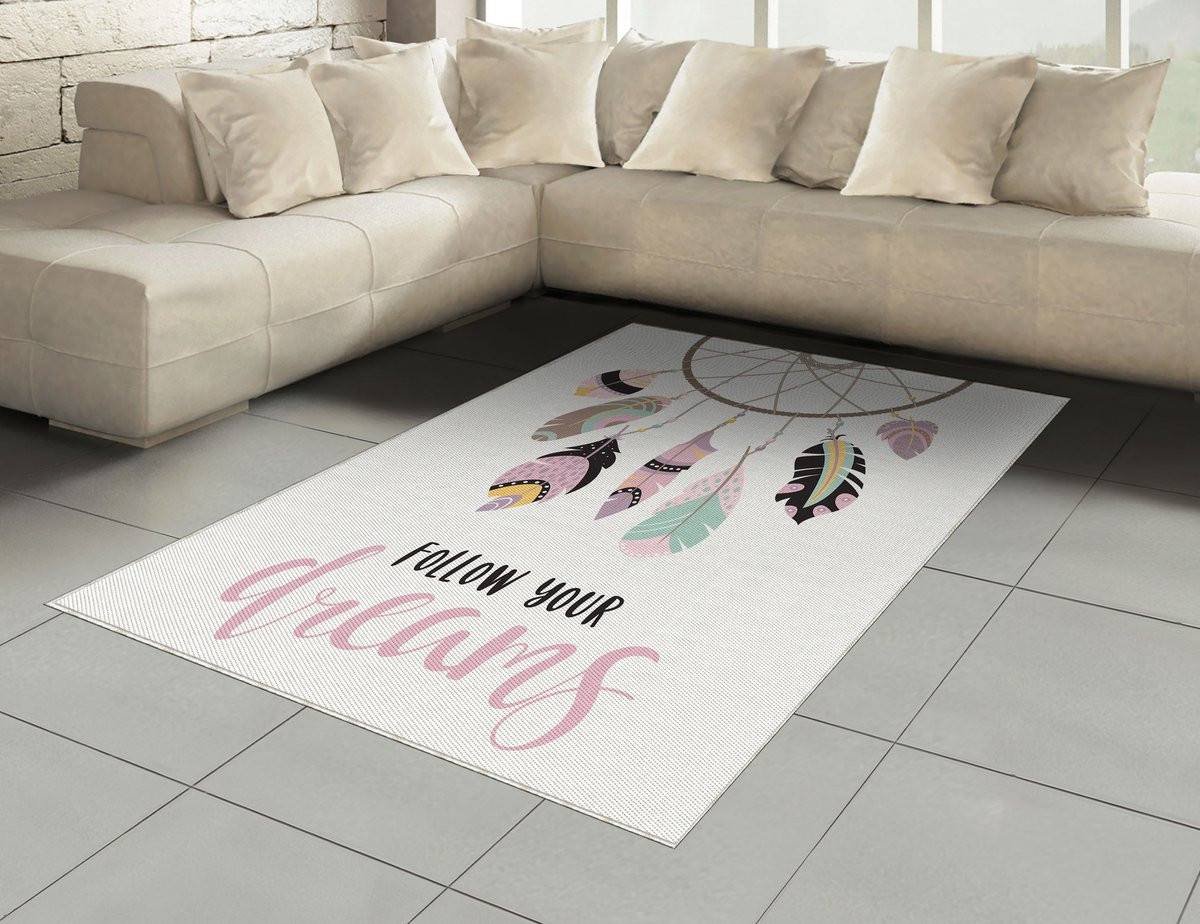 ABAKUHAUS Dream Rug Tapijt Dream Catcher Bohemian Design, Roze Zwart, 160 x 230 cm