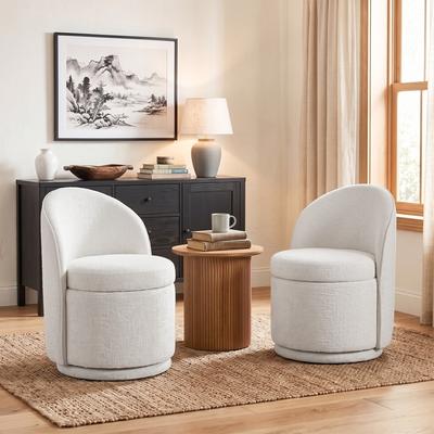 Uixe Chenille Swivel Accent Chair With Storage