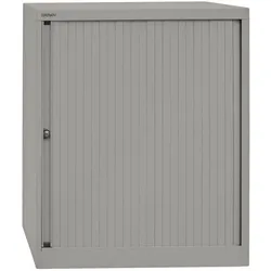 BISLEY Rollladenschrank abschließbar in silber Schrank aus Metall Rolladen aus Kunststoff inkl. 2 Einlegeböden