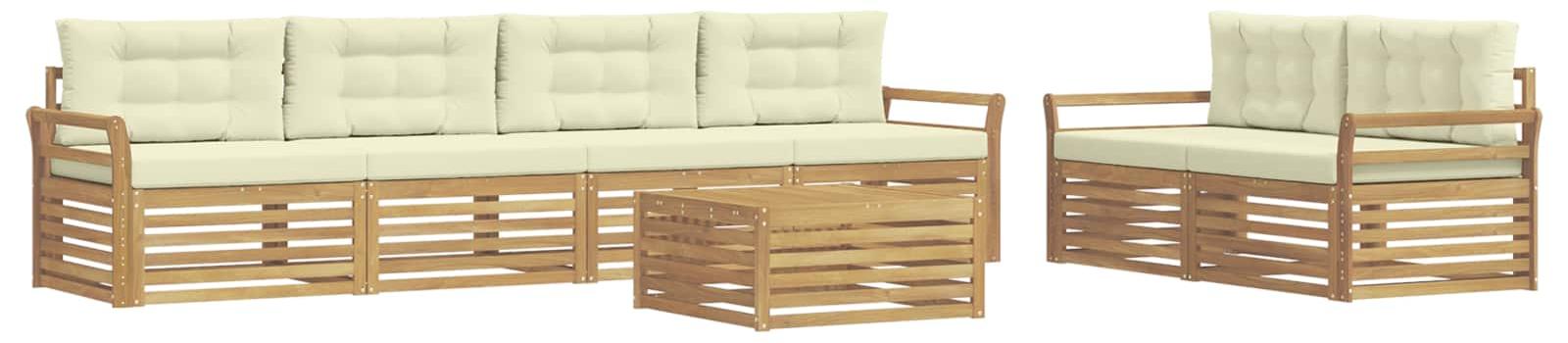 Garnitur aus 7 Outdoor-Sofas, weiß und cremefarben