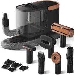 Wiltec Fudajo Haustier Pflegeset schwarz 6in1 Multifunktion Schermaschine Fellpflege (Hund, Katze, Pferd), Tierpflegegerät