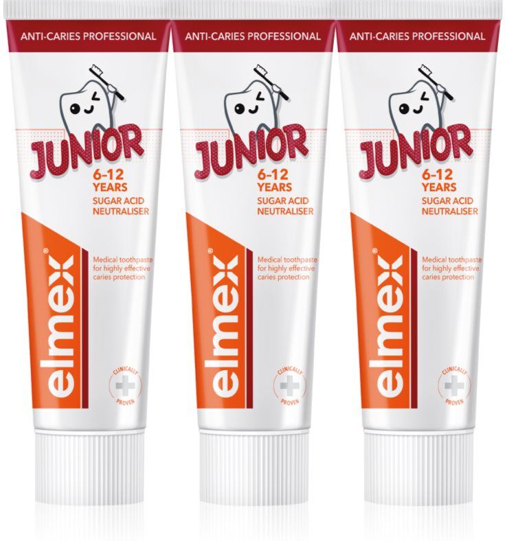 Elmex Anti-Caries Professional Junior dentifrice pour enfant 3x75 ml