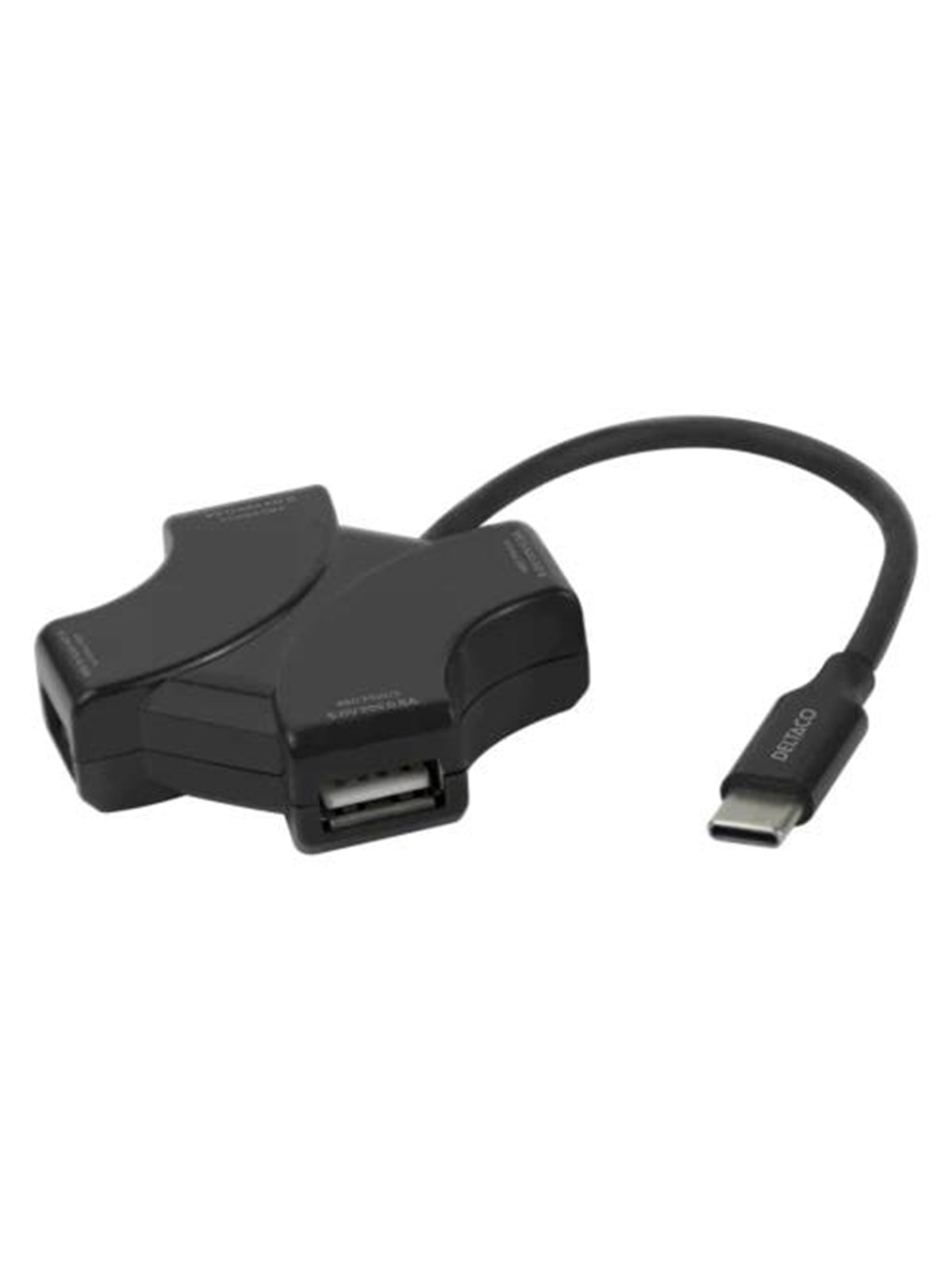 Deltaco USB Hub - 4x USB-A USB-Hubs - 4 - Schwarz