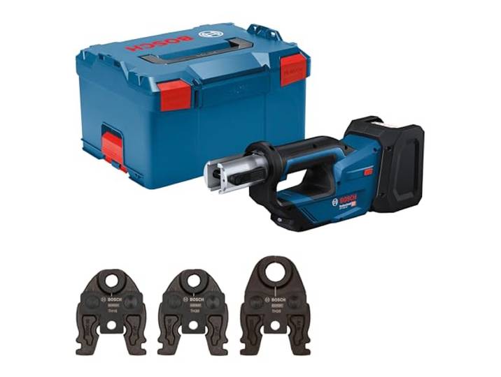Bosch PRO Sertisseuse sans-fil GPT 18V-19 Sertisseuse 18V compacte et rapide avec pression de sertissage de 19 kN GPT 18V-19\, Kit TH (TH16/TH20/TH26)\, L-B