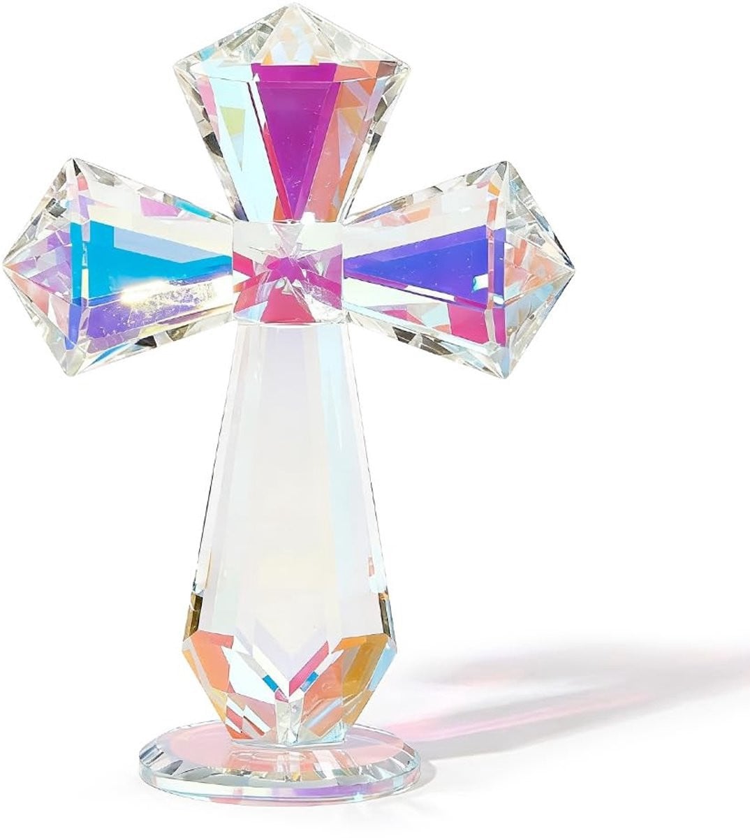 Dailygoods Kristal Kruis Decoratie Collectible Beeldje voor Kerst en Pasen, 14,7 cm