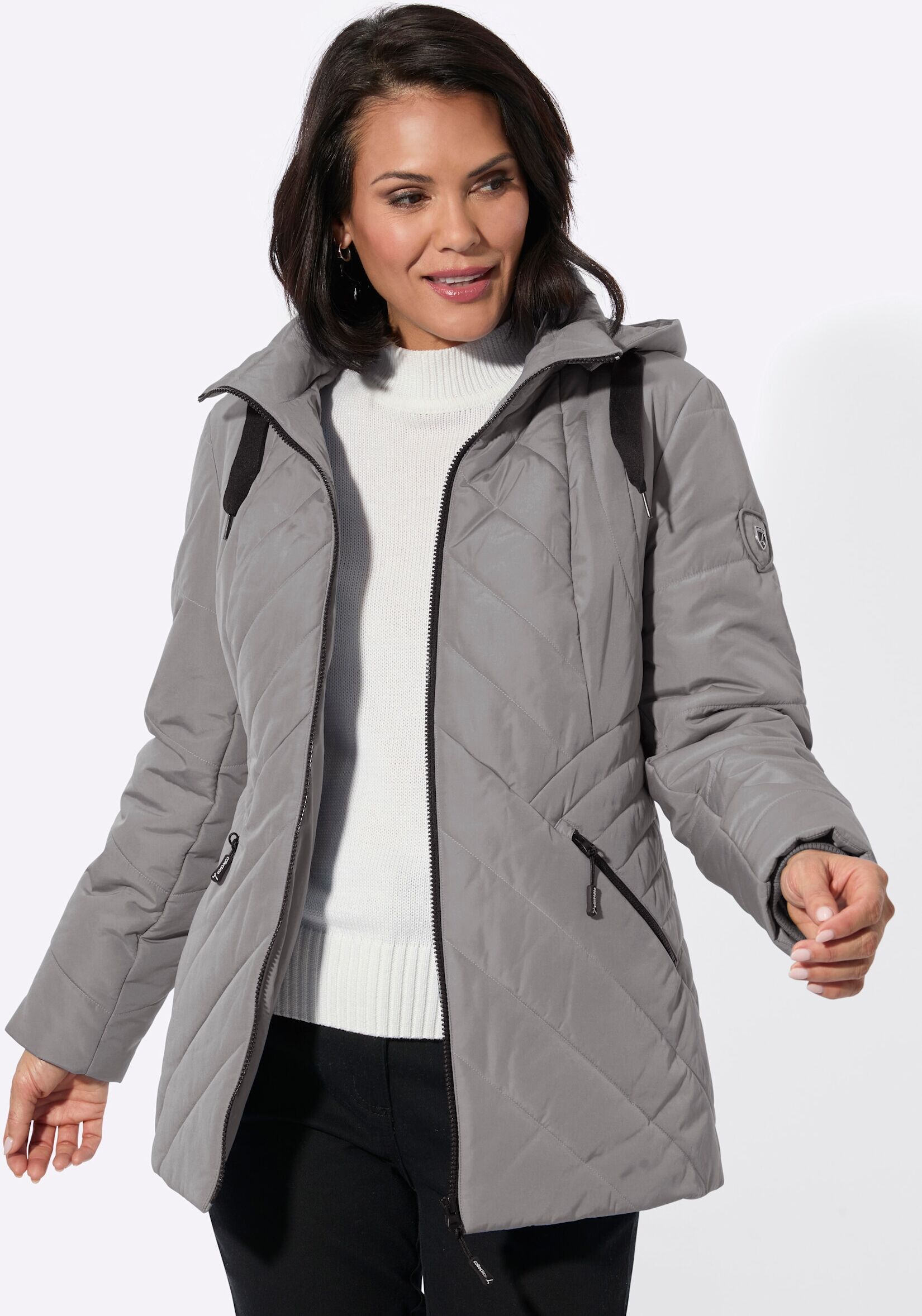 Steppjacke WITT "Steppjacke Steppjacke", Damen, Gr. 40, grau, Web, Stoff, , Sportlich, Jacken Steppjacke