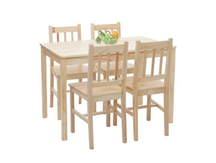 Mendler Esszimmer-Set HWC-F77 Massiv-Holz Landhaus 110cm - Kiefer lasiert Sitzgruppe, Esszimmergruppe