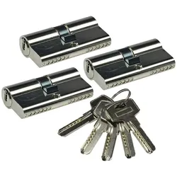 ChiliTec Schließzylinder-Set 3x 60mm (30+30mm) Profil-Zylinder, 5 Sicherheits-Schlüssel
