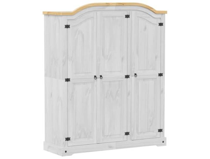 Schrank weiß 151,5x52x186 cm Kiefer Massivholz Massivholz, weiße Farbe, Metallgriff, geräumiger Innenraum, stabile Konstruktion