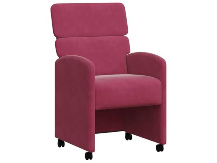NLQMSU Esszimmerstühle, 2-teilig, Velours, Bordeauxrot, mit Rollen Flache Armlehnen, Schaumstoffpolsterung, ergonomische Struktur, bewegliche Rollen, Heimbüro, Empfang