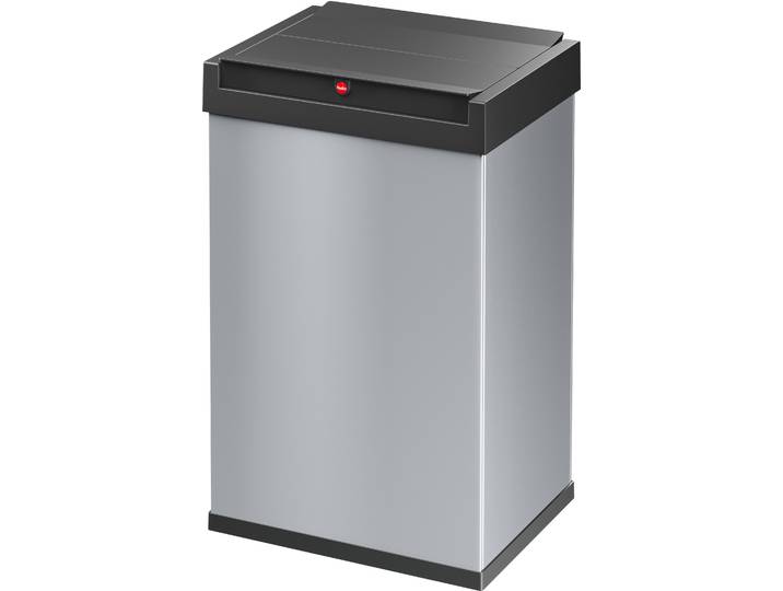 Mülleimer HAILO Big-Box Swing L , grau (aluminiumfarben, schwarz), B:35cm H:54,5cm T:26cm, Metall, Mülleimer, Mülleimer, 35 Liter, Stahlblech, Abfallbox mit selbstschließendem Schwingdeckel