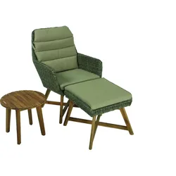 Garden Pleasure Lounger-Set CALVIA, Polyrattan Anisbraun / Akazie / Kissen 100 % Polyester Sand