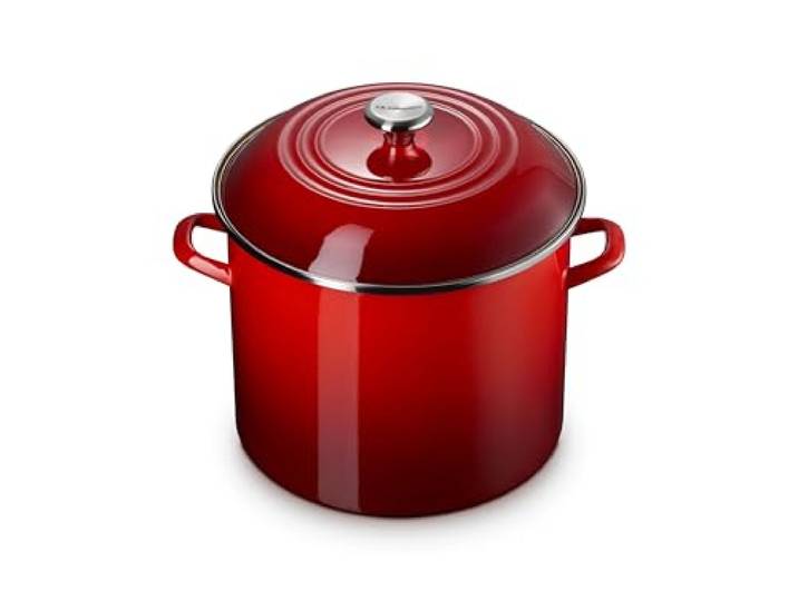 Le Creuset Traditioneller Kochtopf aus emailliertem Stahl, 15,1 Liter, Kirschfarbe mit Edelstahlknauf