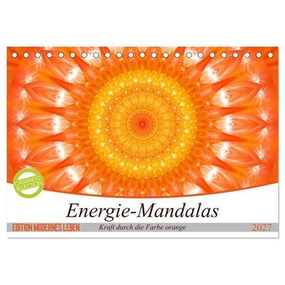 Energie - Mandalas in orange (Tischkalender 2027 DIN A5 quer), CALVENDO Monatskalender