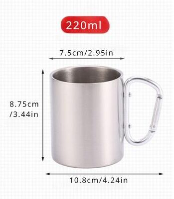 Friendly Fresh Finds Portable Stainless Steel Travel Mug With Carabiner Hook Outdoor Camping & Hiking Cup s