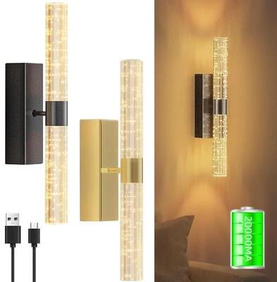 Uplift Picks Crystal Bubble Rechargeable LED Wall Lamp rectangular Base 5000 Mah white Light