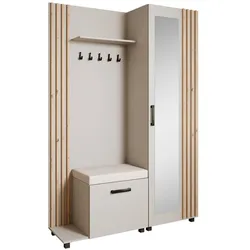 GARDEROBENSCHRANK Livia mit Aufhängern und Spiegel, Kaschmir, links