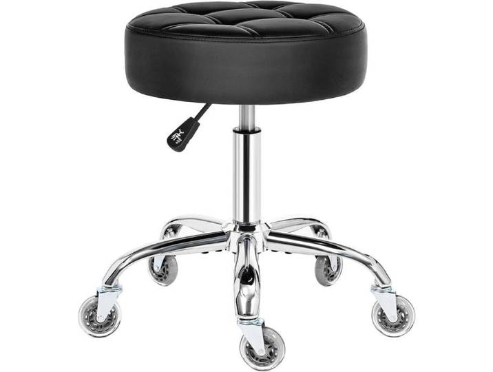 Tabouret Roulettes Tabouret Bureau Réglable Avec Capacité De Charge Jusqu'À 200Kg Rembourrage De Siège En Pu Avec Roulettes 360°