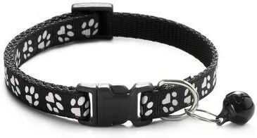 Uplift Essentials Adjustable Cute Paw Print Cat Collar With Bell black