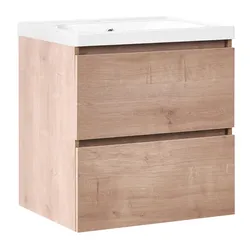 WASCHBECKENUNTERSCHRANK wandmontiertk mit Waschbecken Hellbraun Lagoa